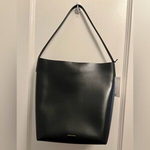 NWT MANSUR GAVRIEL EVERYDAY CABAS LEATHER TOTE BAG in BLACK CARAMEL